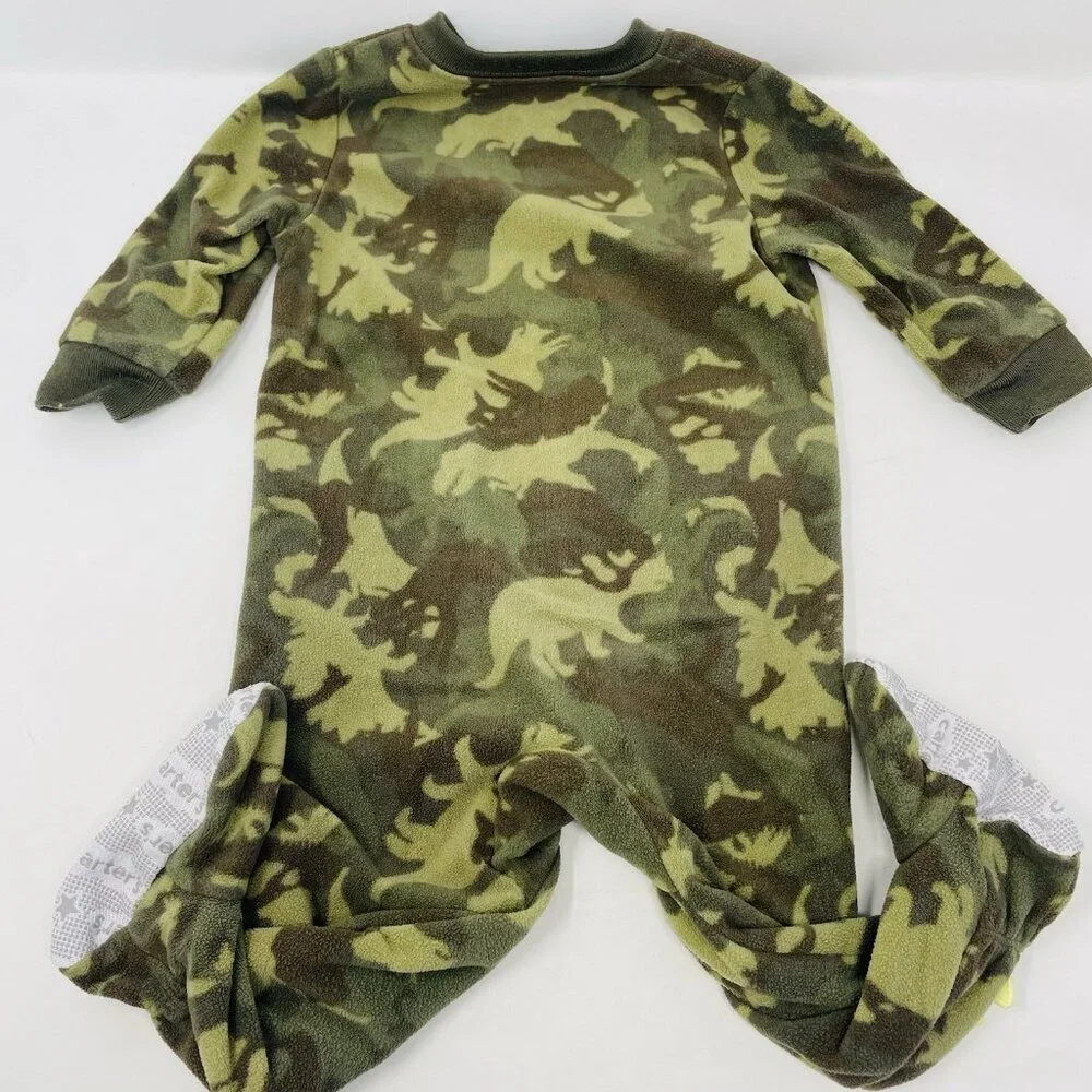 Carters Baby Boys 12 Months Lot of 2‎ One Piece Camo Fleece Footed Pajamas 1678